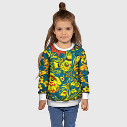 Свитшот детский Хохломская Роспись Две Птицы, цвет: 3D-белый — фото 2