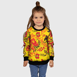 Свитшот детский Хохломская Роспись Цветы, цвет: 3D-черный — фото 2