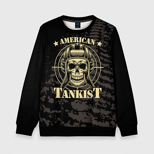 Детский свитшот American tankist Skull in the headset / 3D-Черный – фото 1