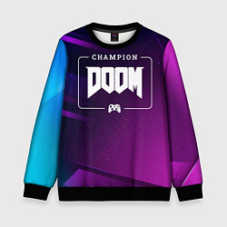 Свитшот детский Doom Gaming Champion: рамка с лого и джойстиком на, цвет: 3D-черный