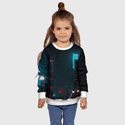 Свитшот детский Неоновые высотки в городе - Светло-синий, цвет: 3D-белый — фото 2