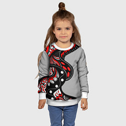 Свитшот детский Красно-чёрные дудлы, цвет: 3D-белый — фото 2