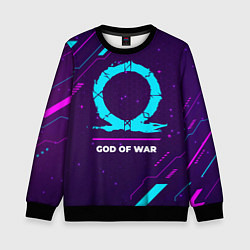 Свитшот детский Символ God of War в неоновых цветах на темном фоне, цвет: 3D-черный