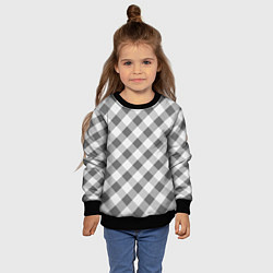 Свитшот детский Бело-серый клетчатый узор tartan, цвет: 3D-черный — фото 2
