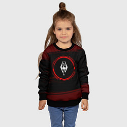 Свитшот детский Символ Skyrim и краска вокруг на темном фоне, цвет: 3D-черный — фото 2