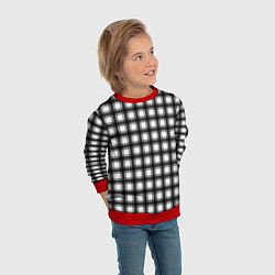 Свитшот детский Black and white trendy checkered pattern, цвет: 3D-красный — фото 2