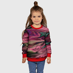 Свитшот детский Абстрактный размытый узор в розово-зеленых цветах, цвет: 3D-красный — фото 2