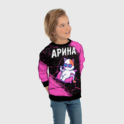 Свитшот детский Арина - КОШЕЧКА - Краски, цвет: 3D-черный — фото 2