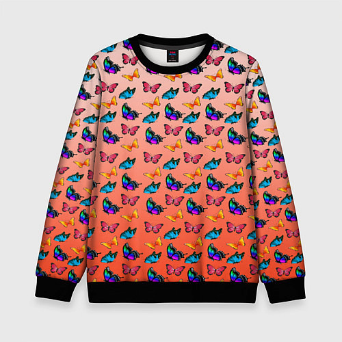Детский свитшот Яркие и необычные бабочки / 3D-Черный – фото 1
