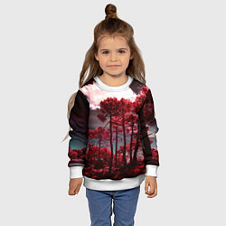 Свитшот детский Абстрактные красные деревья и облака, цвет: 3D-белый — фото 2