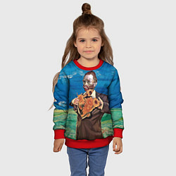 Свитшот детский Ван Гог портрет с Подсолнухами, цвет: 3D-красный — фото 2