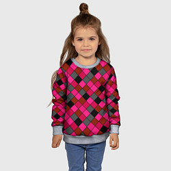 Свитшот детский Розово-красный геометрический узор, цвет: 3D-меланж — фото 2