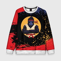 Свитшот детский Карате горилла, цвет: 3D-белый