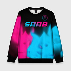 Свитшот детский Saab - neon gradient: символ сверху, цвет: 3D-черный