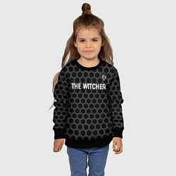 Свитшот детский The Witcher glitch на темном фоне: символ сверху, цвет: 3D-черный — фото 2