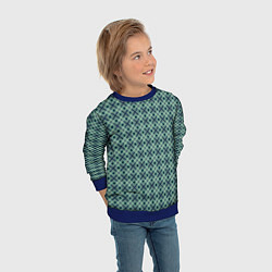Свитшот детский Геометрический бирюзовый узор на текстурированном, цвет: 3D-синий — фото 2