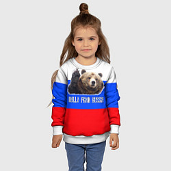 Свитшот детский Привет из России - медведь и триколор, цвет: 3D-белый — фото 2