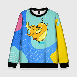Свитшот детский Желтая слониха - балерина, цвет: 3D-черный