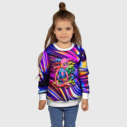 Свитшот детский Скейтбордист Барт Симпсон на фоне разноцветных кля, цвет: 3D-белый — фото 2