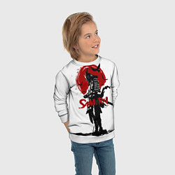 Свитшот детский Самурай и Красное Солнце, цвет: 3D-белый — фото 2
