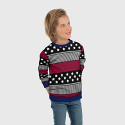 Свитшот детский Burgundy black striped pattern, цвет: 3D-синий — фото 2