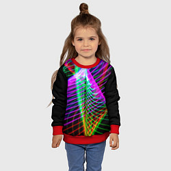 Свитшот детский Абстрактное множество неоновых лучей, цвет: 3D-красный — фото 2