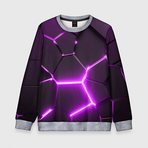 Детский свитшот Фиолетовые неоновые геометрические плиты / 3D-Меланж – фото 1