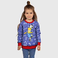 Свитшот детский Барт Симпсон бьёт футбольный мяч головой, цвет: 3D-красный — фото 2