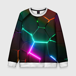 Детский свитшот Радужный градиент неоновые геометрические плиты