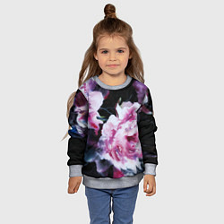Свитшот детский Цветы Пионы Акварель, цвет: 3D-меланж — фото 2