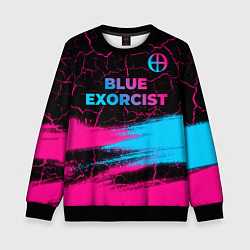 Свитшот детский Blue Exorcist - neon gradient: символ сверху, цвет: 3D-черный