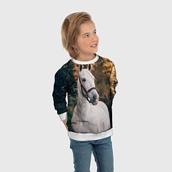 Свитшот детский Белая лошадка, цвет: 3D-белый — фото 2