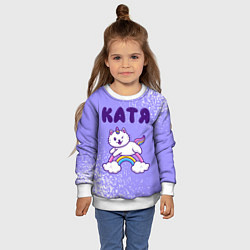 Свитшот детский Катя кошка единорожка, цвет: 3D-белый — фото 2