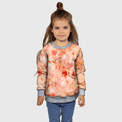 Свитшот детский Гранжевый цветочный узор, коралловый фон, цвет: 3D-меланж — фото 2