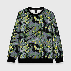 Свитшот детский Черный, серые, желтые каракули, цвет: 3D-черный