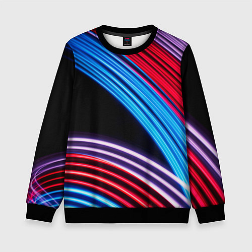Детский свитшот Красные и голубые абстрактные линии / 3D-Черный – фото 1