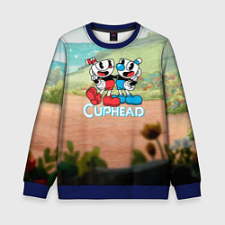 Свитшот детский Cuphead природа, цвет: 3D-синий