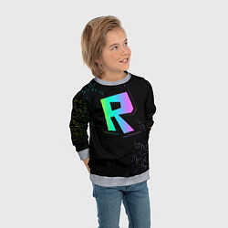 Свитшот детский Roblox logo neon, цвет: 3D-меланж — фото 2