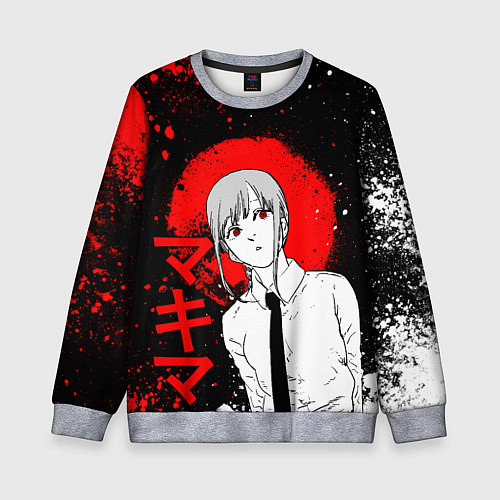 Детский свитшот Человек-бензопила - манга - Макима / 3D-Меланж – фото 1