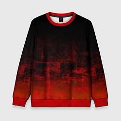 Свитшот детский Черный однотонный и гранжевый красный, цвет: 3D-красный