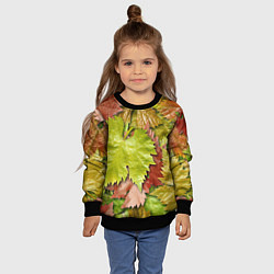 Свитшот детский Осенние листья клёна - паттерн, цвет: 3D-черный — фото 2