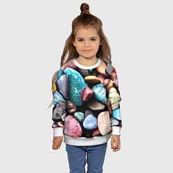 Свитшот детский Камни разноцветные, цвет: 3D-белый — фото 2