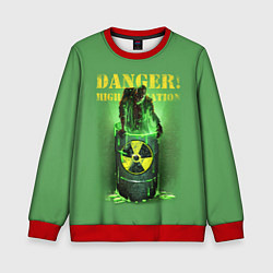Свитшот детский Мутант - Опасность: высокая радиация!, цвет: 3D-красный