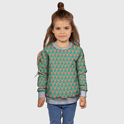 Свитшот детский Паттерн из цветов на зеленом фоне, цвет: 3D-меланж — фото 2