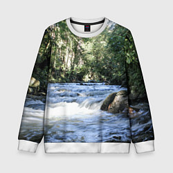 Свитшот детский Течёт река в лесу, цвет: 3D-белый