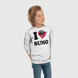 Свитшот детский I love sumo fighter, цвет: 3D-белый — фото 2