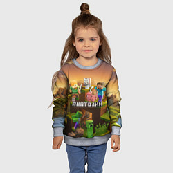 Свитшот детский Анатолий Minecraft, цвет: 3D-меланж — фото 2