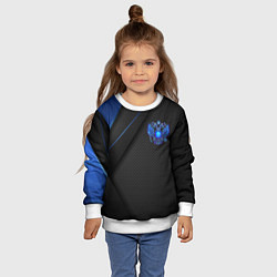 Свитшот детский Черно-синий герб России, цвет: 3D-белый — фото 2