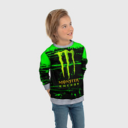 Свитшот детский Monster energy green neon, цвет: 3D-меланж — фото 2