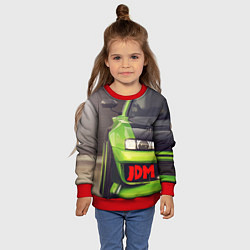 Свитшот детский JDM машина зеленая тюнингованная, цвет: 3D-красный — фото 2